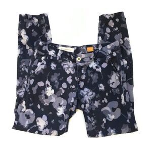 Pilcro and Letterpress Anthropologie Grey Floral Chinos Size 26 Skinny Hyphen